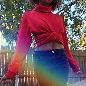 Basic Red Turtleneck Shirt